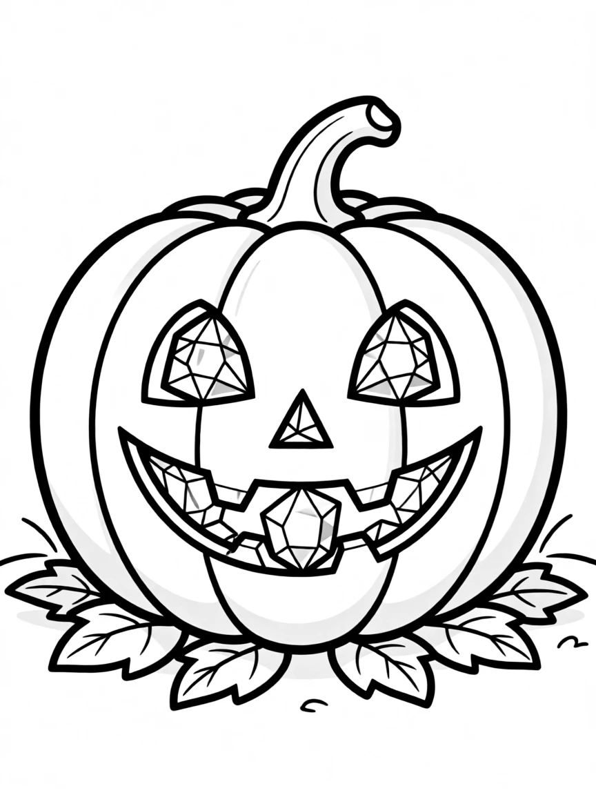 A jack-o'-lantern whose eyes and mouth are filled with crystals
