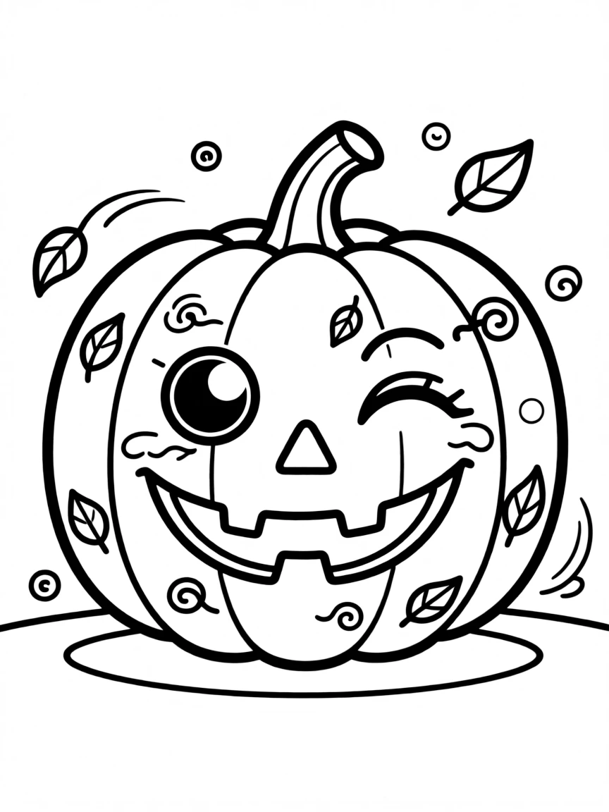 A jack-o'-lantern whose features move and shift positions