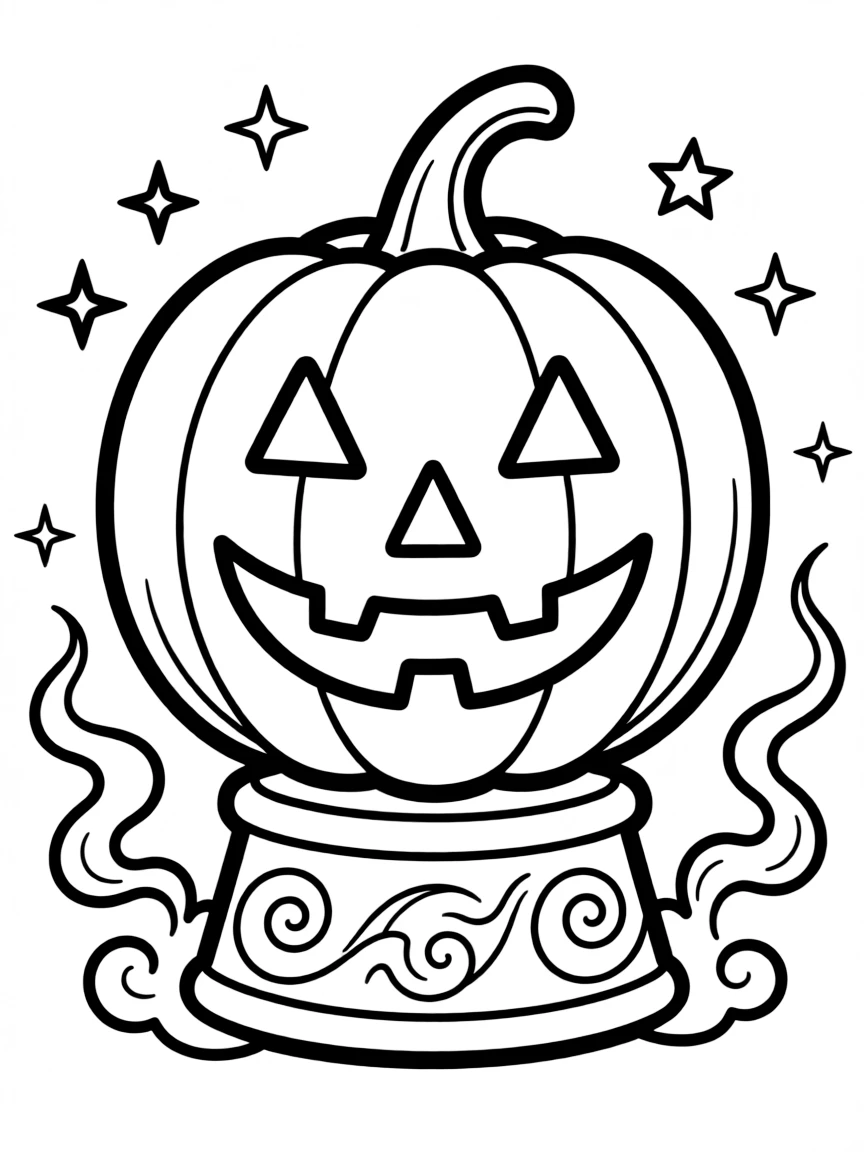 A jack-o'-lantern serving as a fortune-telling crystal ball