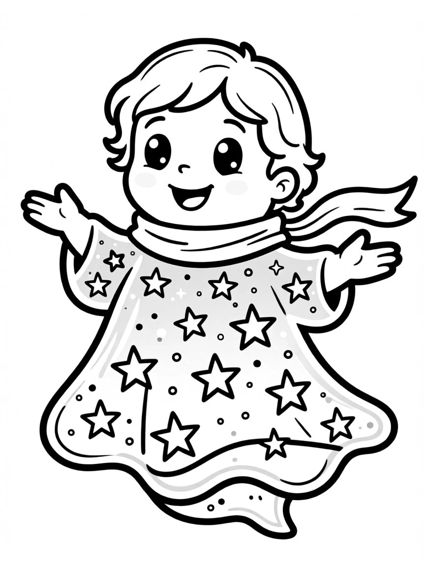 A transparent ghost whose body shows a starry night sky