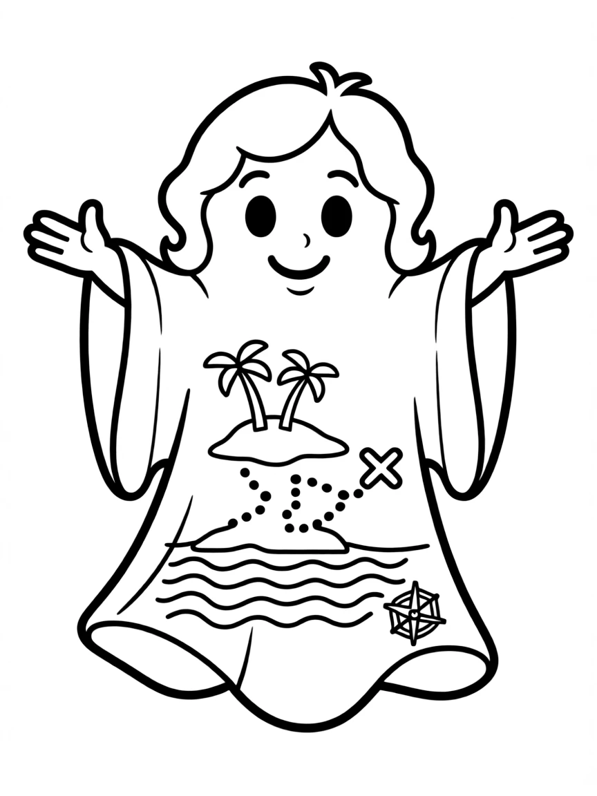 A ghost whose form reveals a map to hidden treasures