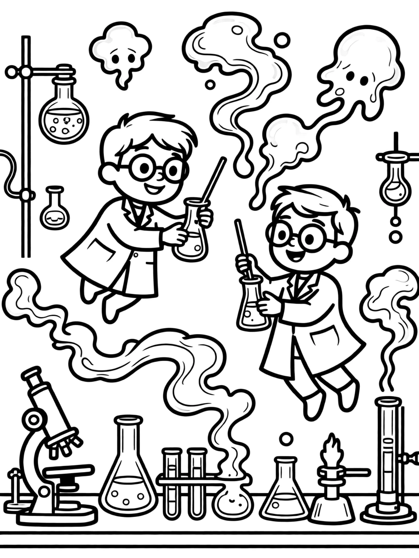 Ghost scientists conducting experiments with ectoplasm