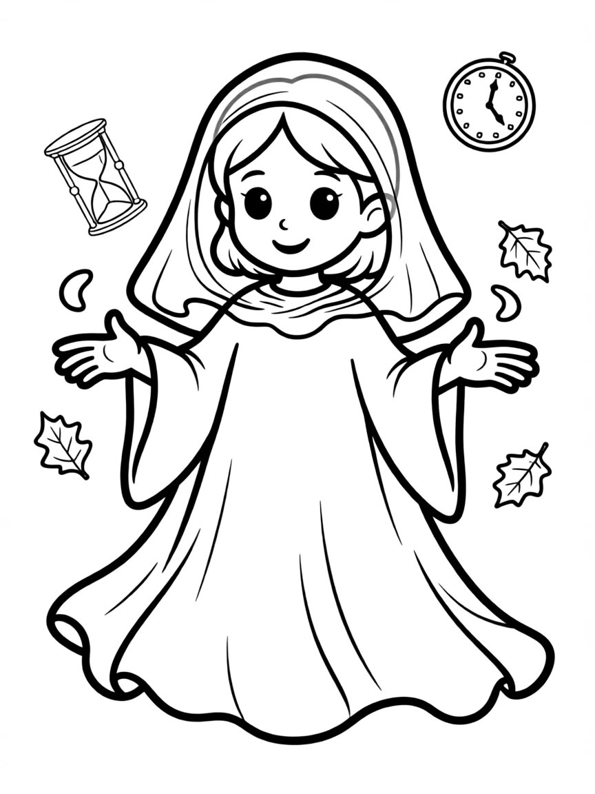 A ghost whose form shows the passage of time