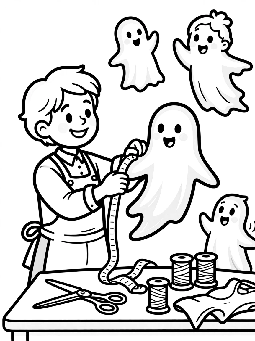 A ghost tailor measuring spirits for new appearances