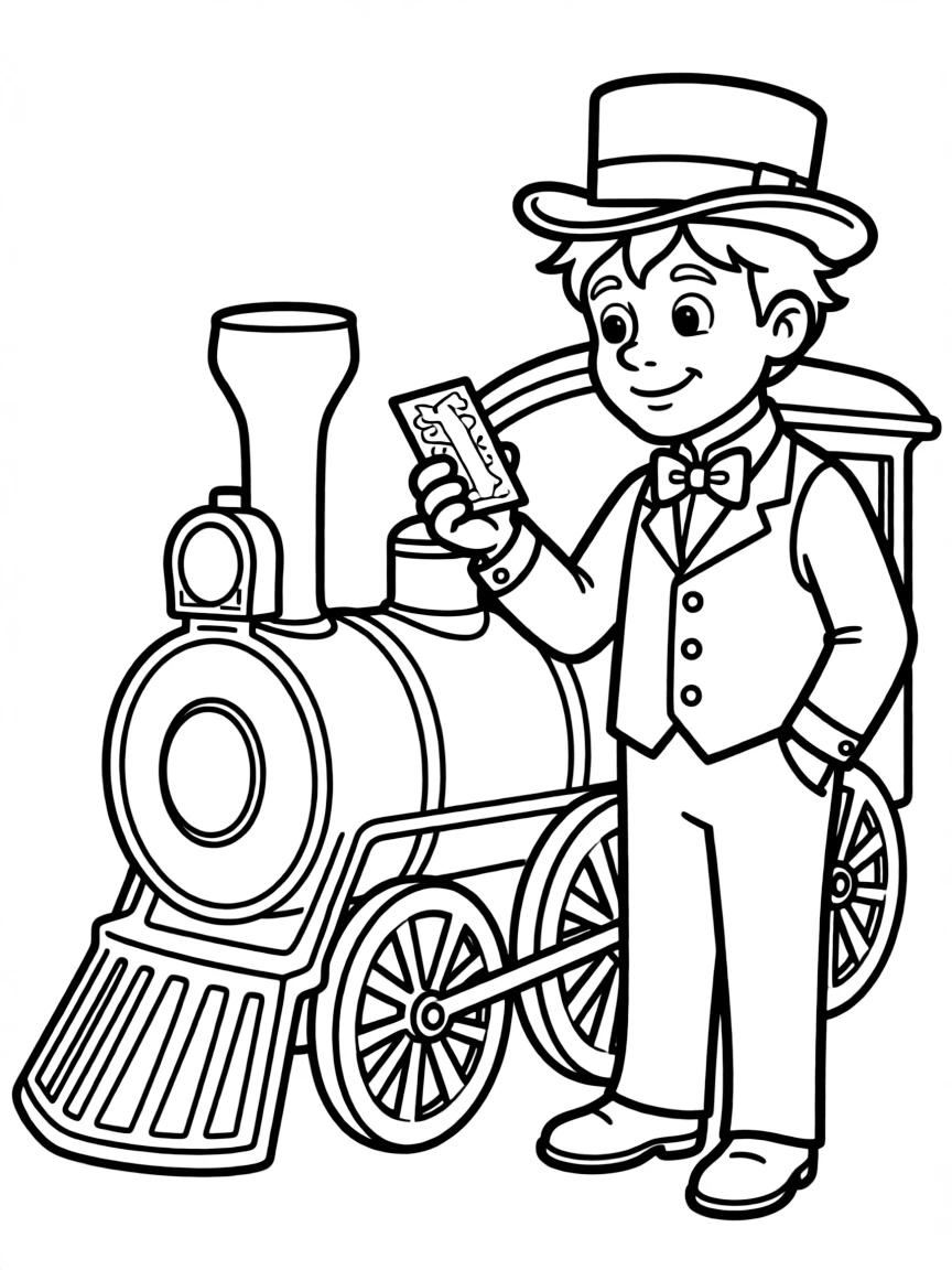 A ghost train conductor checking spectral tickets