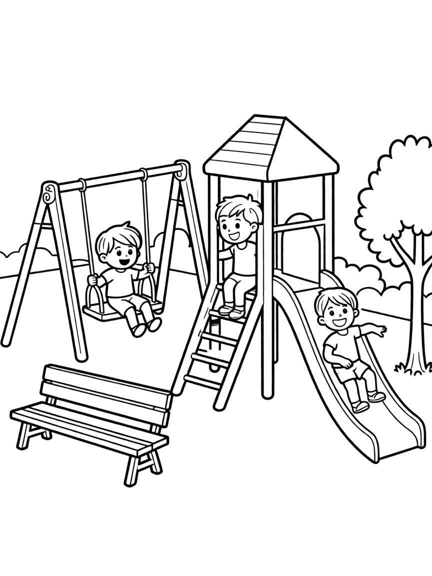 Ghost children playing on a playground after hours