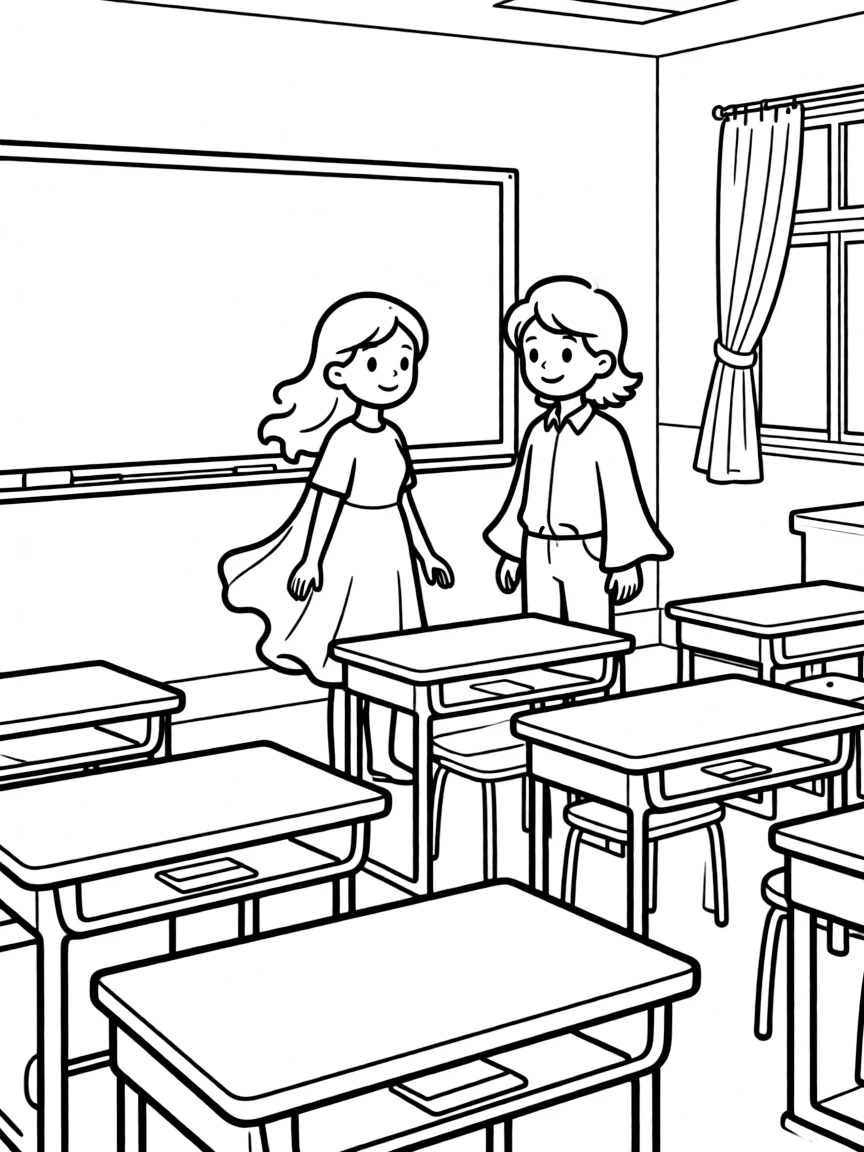 Ghost teachers in a classroom of empty desks