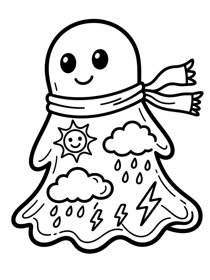 A ghost whose body reveals changing weather patterns