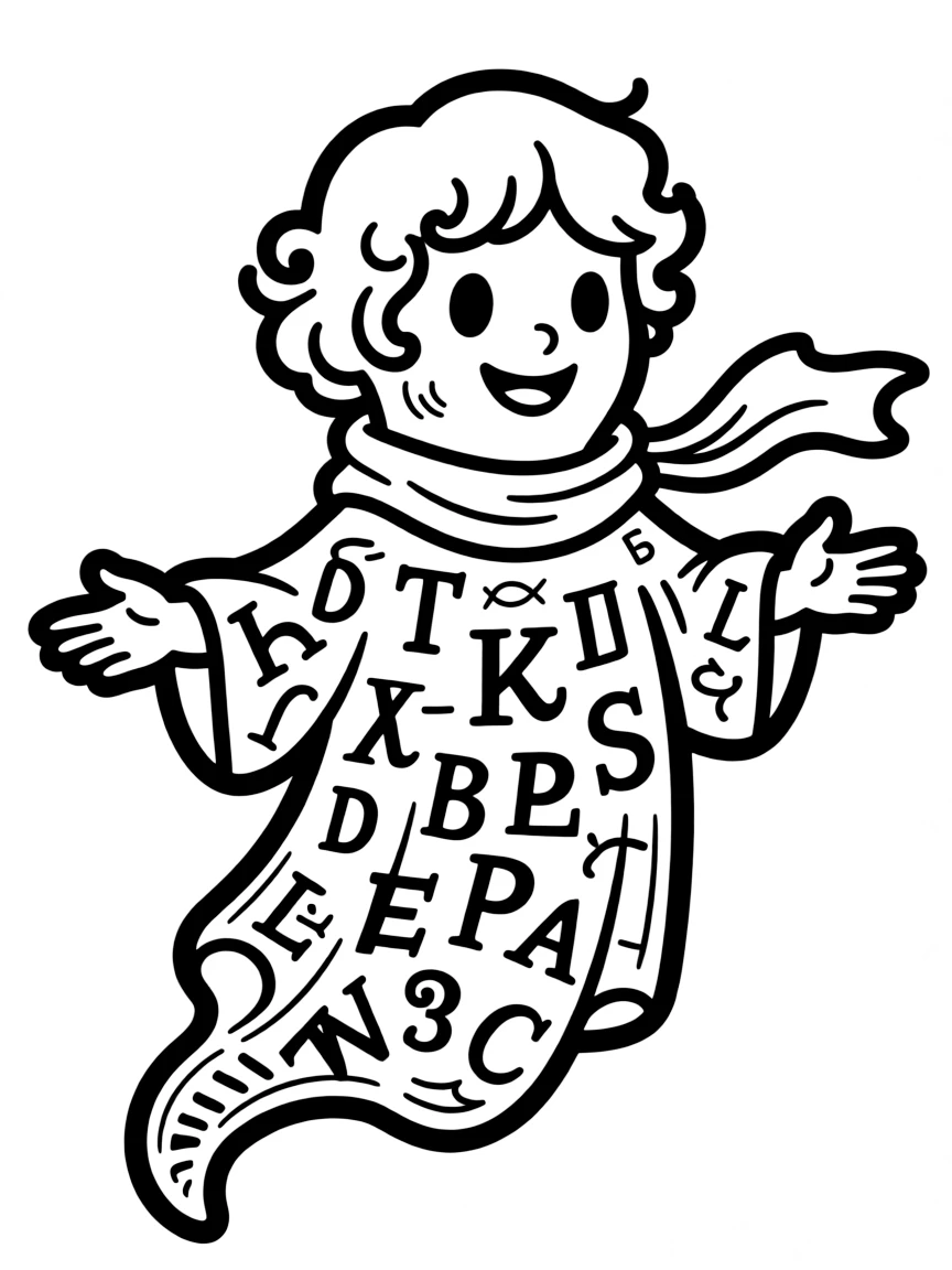 A ghost whose body reveals forgotten languages