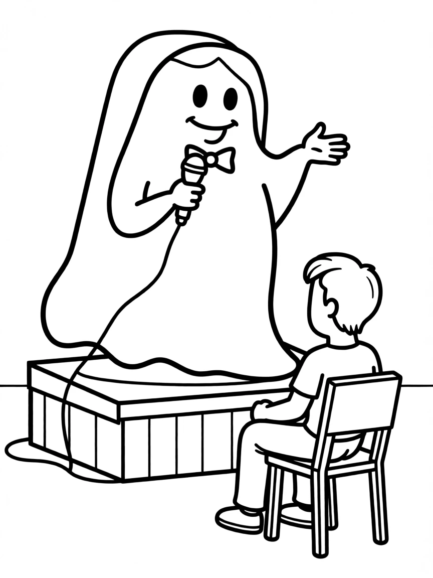 A ghost comedian performing for an audience of one
