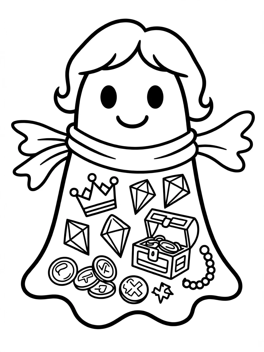 A ghost whose body reveals hidden treasures