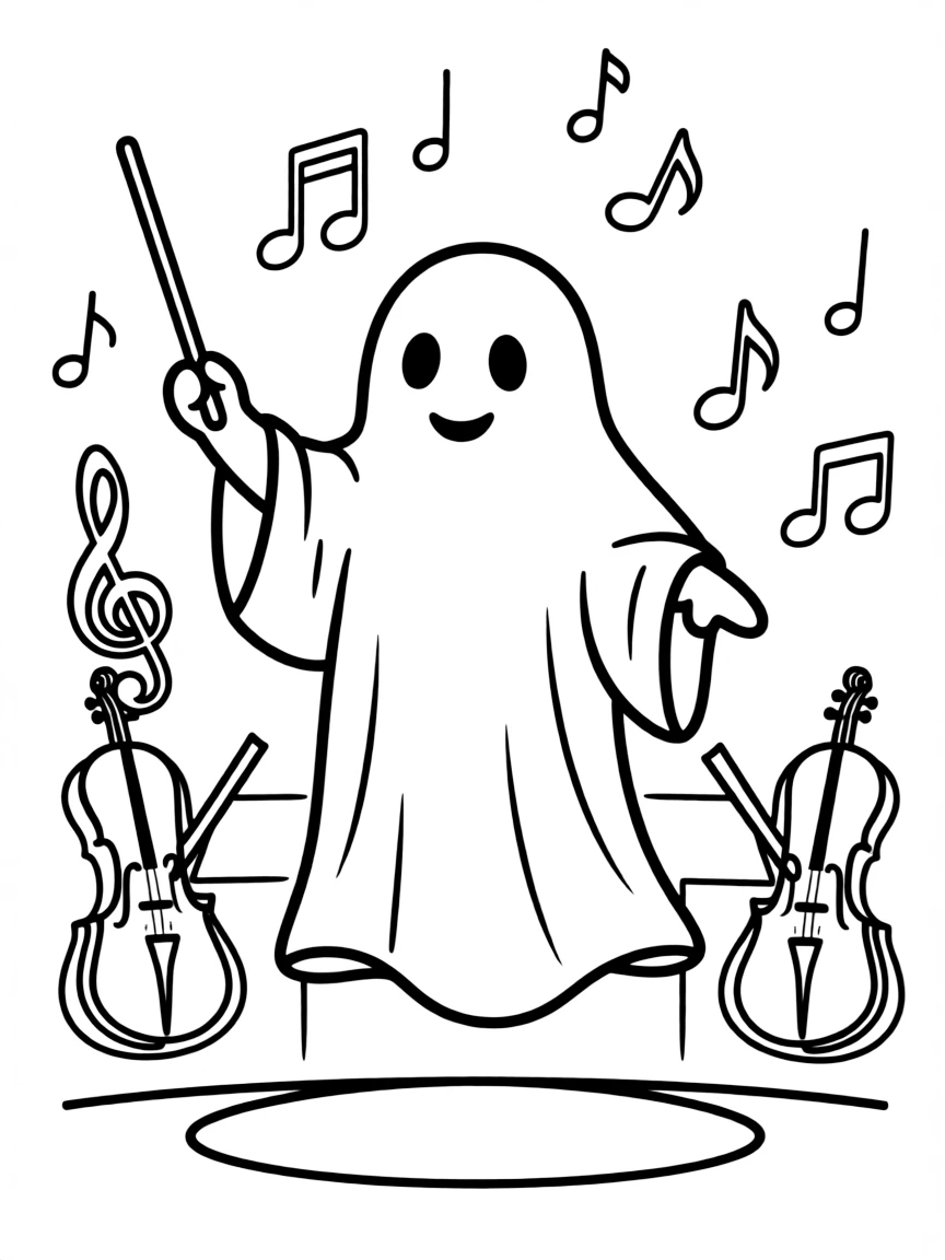 A ghost conductor leading an orchestra of silence