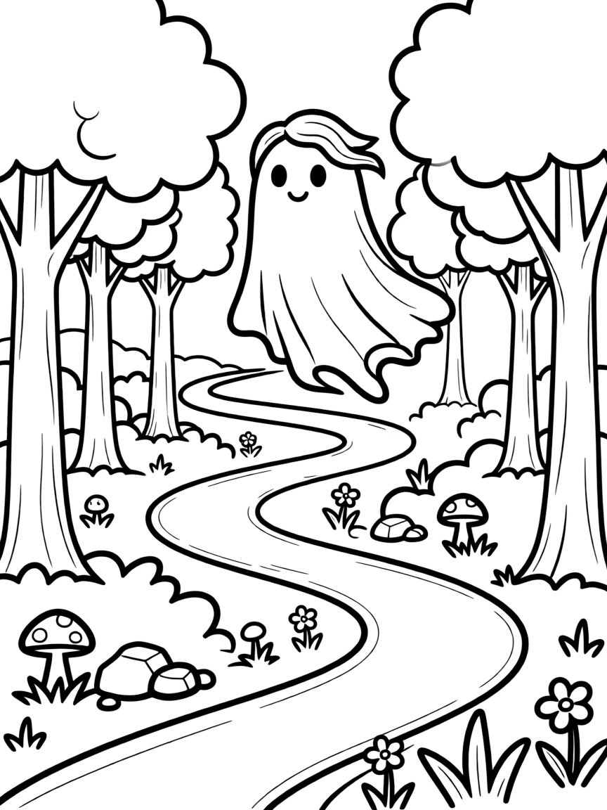 A ghost whose form reveals hidden pathways through forests