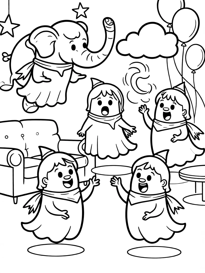 Ghosts playing charades with impossible-to-guess answers