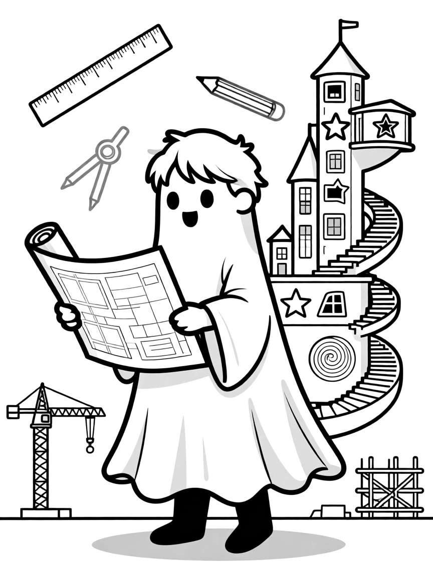 A ghost architect designing buildings that could never exist