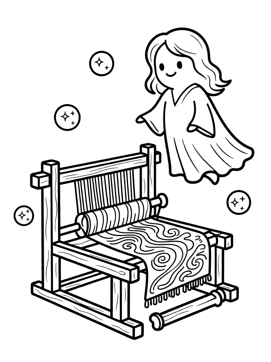 A ghost weaver creating tapestries of lost memories