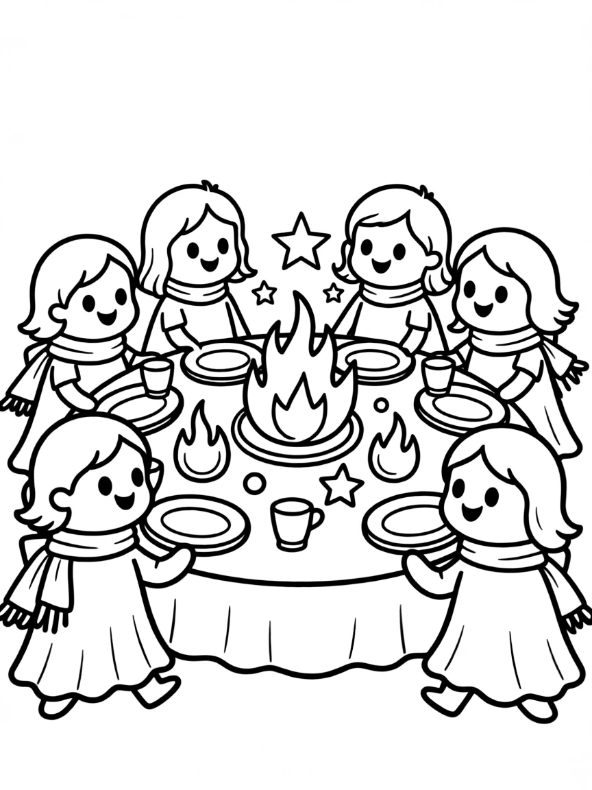 Ghosts having a feast where the food is made of light