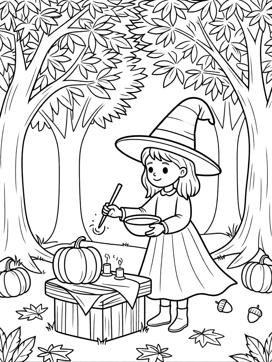 A witch conducting a ritual to honor the changing seasons