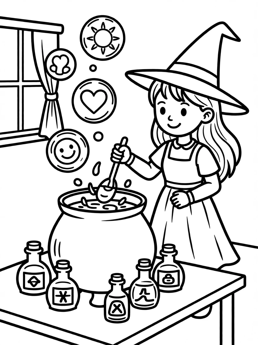 A witch brewing potions that capture memories