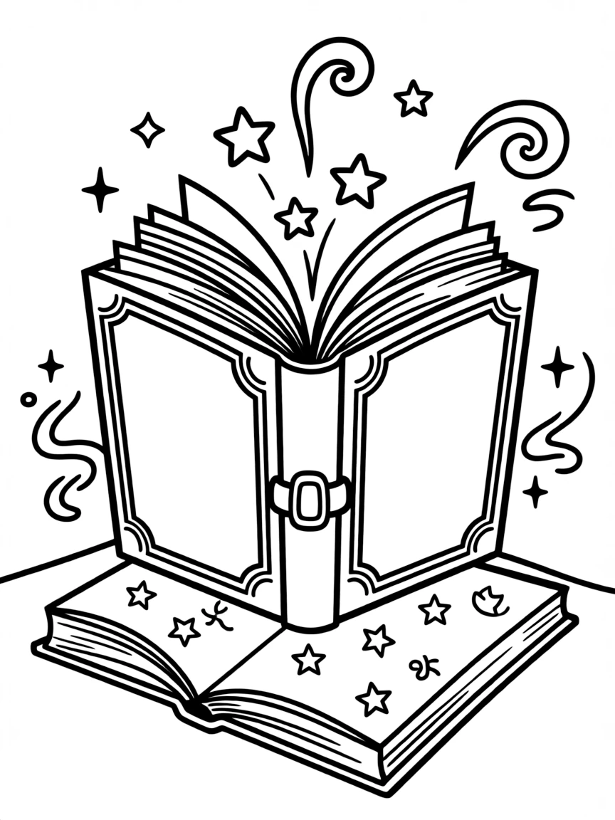 A witch's spell book with pages that glow in the dark