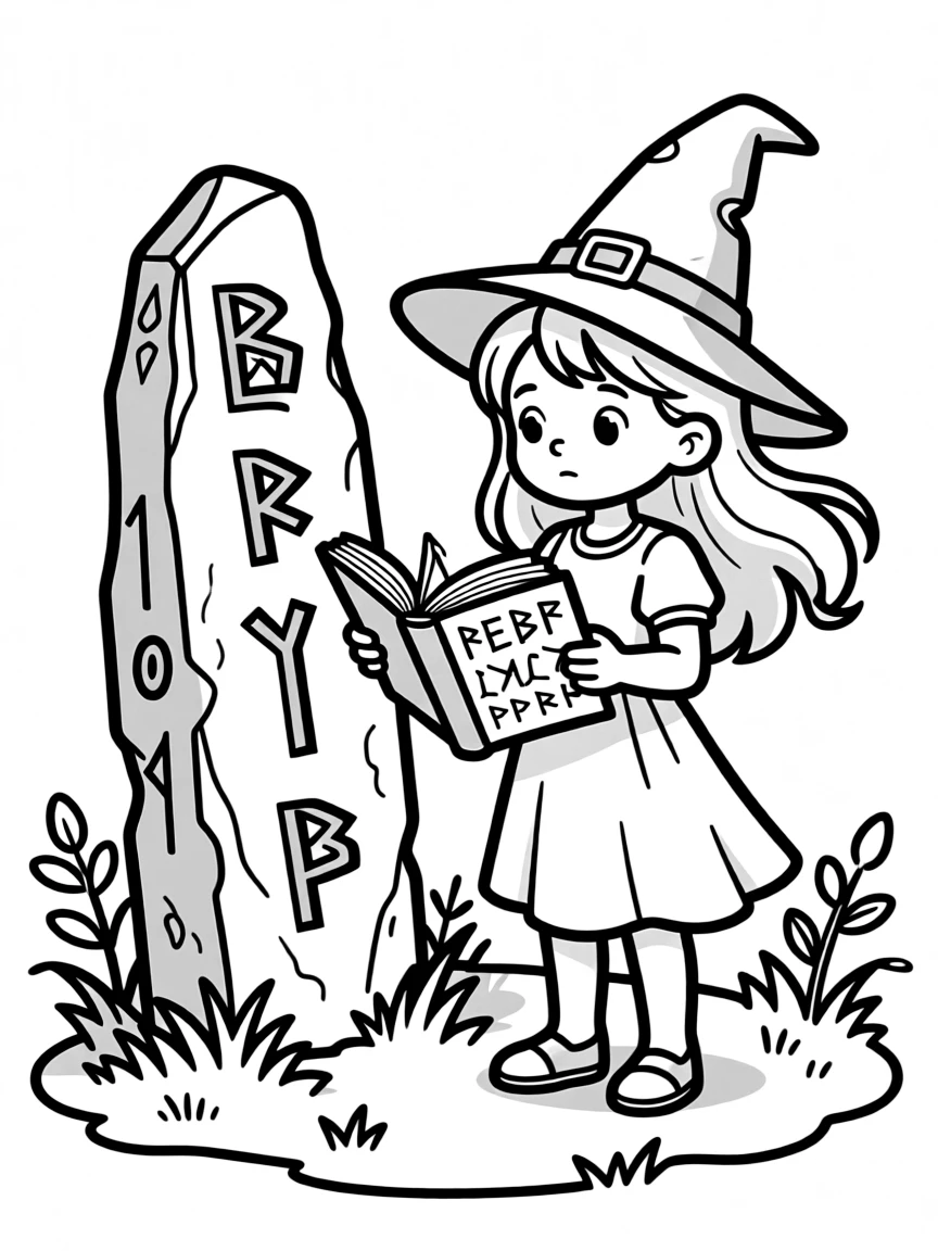 A witch studying the secrets of ancient standing stones