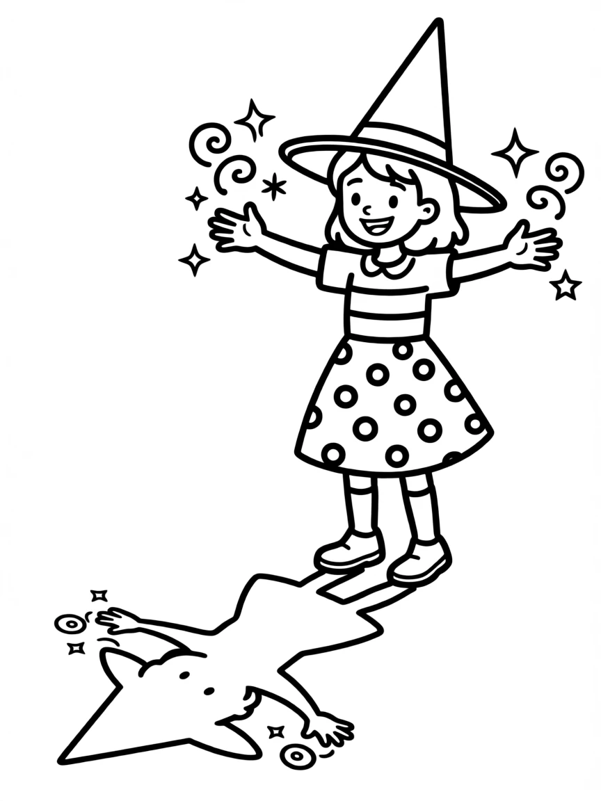 A witch teaching her shadow to move independently