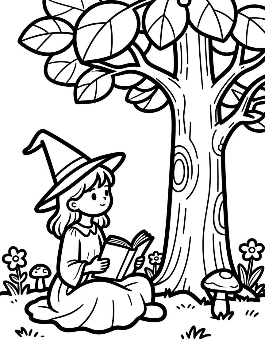 A witch studying the language of trees