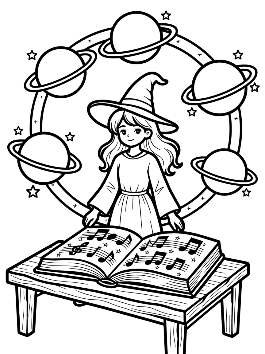 A witch studying the music of the spheres