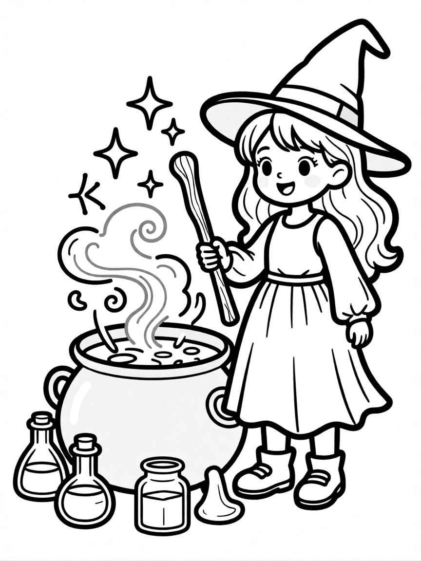A witch brewing potions that reveal hidden truths