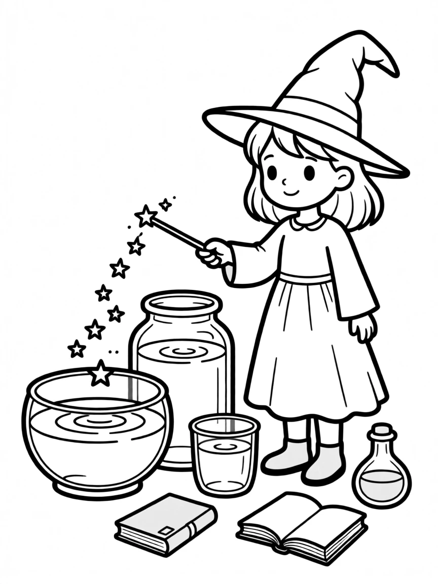 A witch studying the magic in different types of water