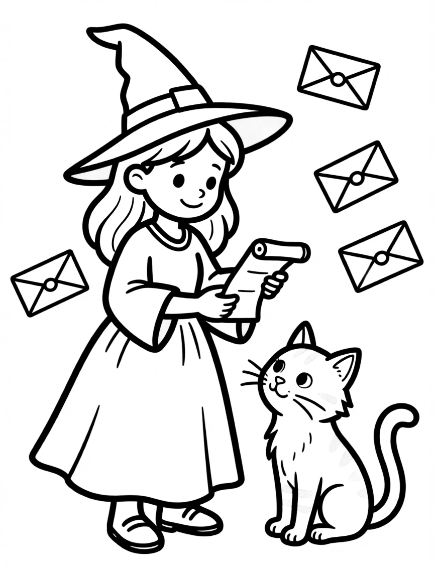 A witch teaching her familiar to deliver messages