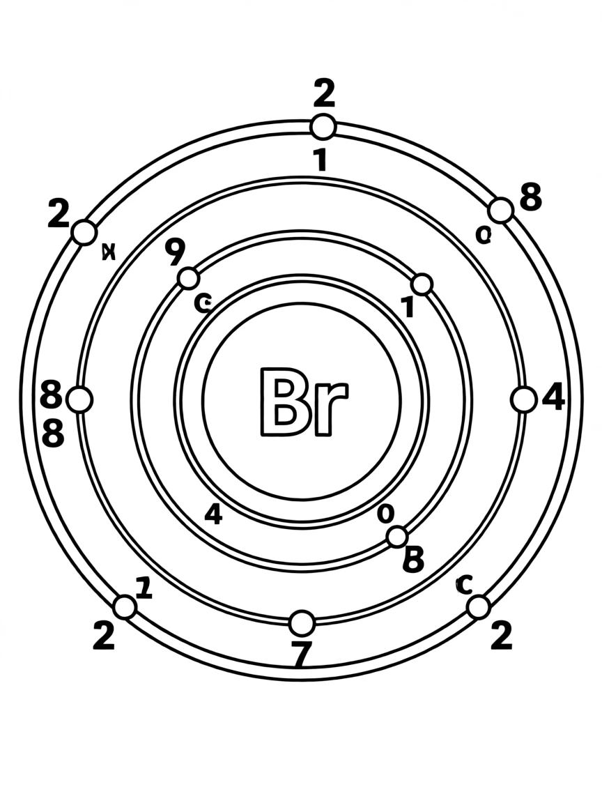 A bromine atom with its electron configuration