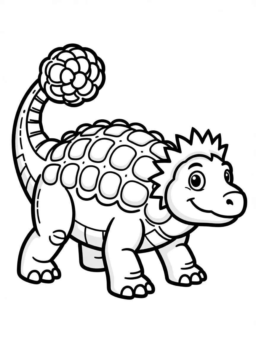 An Ankylosaurus with its armored body and club tail in a defensive stance