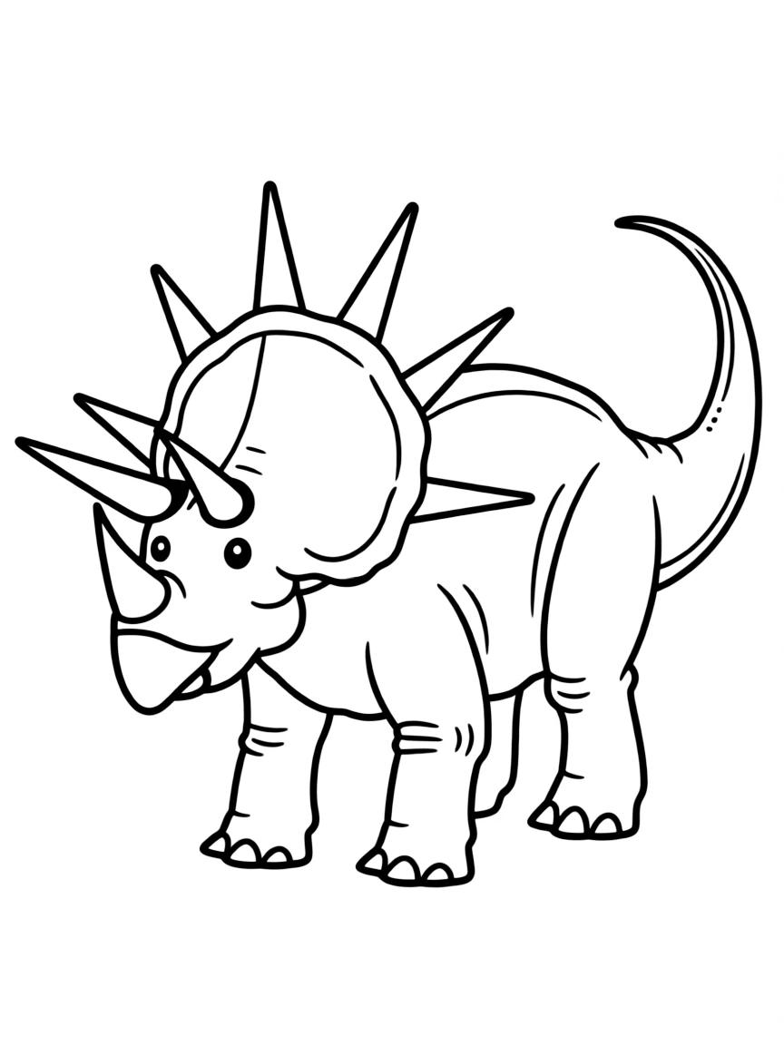 A Styracosaurus with its spiky frill and single horn in a defensive pose