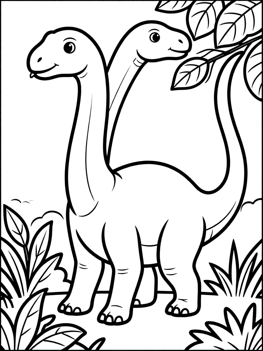 A Plateosaurus, an early long-necked dinosaur, browsing on vegetation