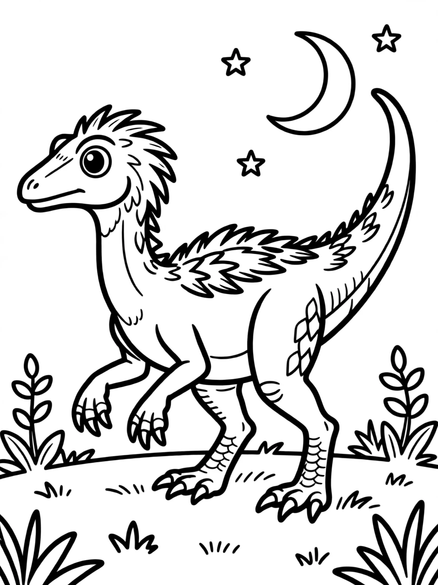 A Troodon, one of the most intelligent dinosaurs, hunting at night