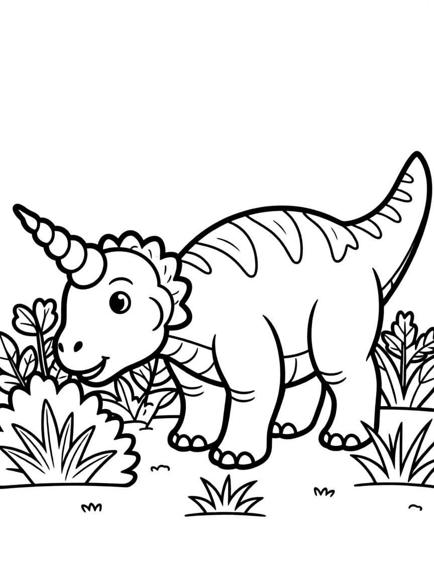 A Tsintaosaurus with its unicorn-like crest browsing on vegetation