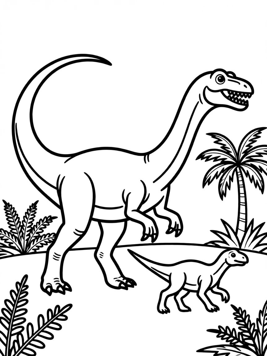 A Megalosaurus, one of the first dinosaurs discovered, hunting prey