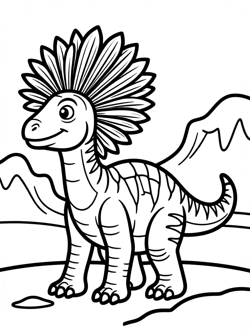 A Cryolophosaurus with its pompadour-like crest in an Antarctic setting