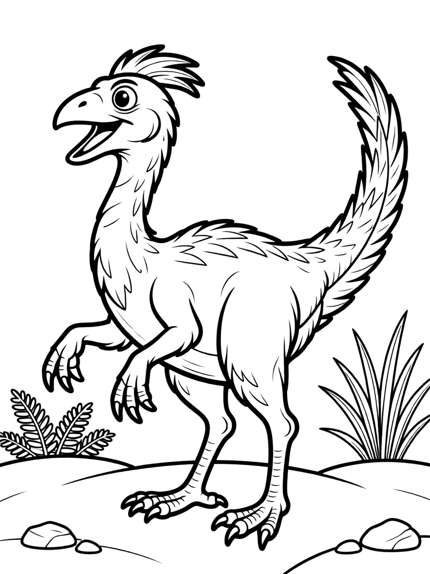 A Gigantoraptor with its bird-like features despite its large size