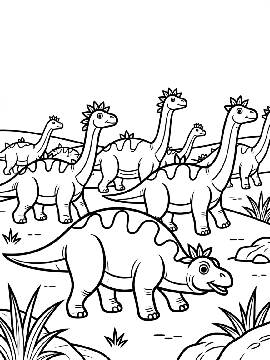 A Shantungosaurus, the largest hadrosaur, in a massive herd