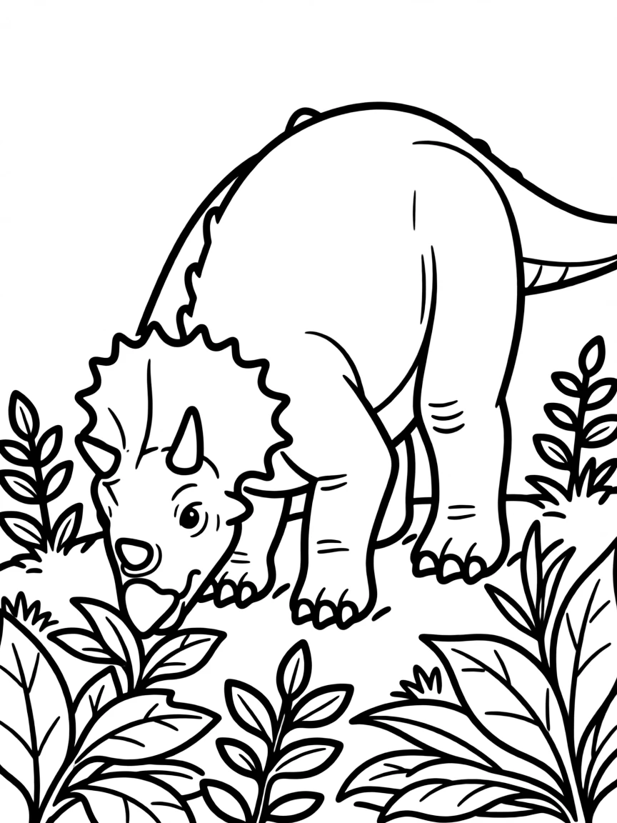 A Archaeoceratops, an early ceratopsian, grazing on low vegetation