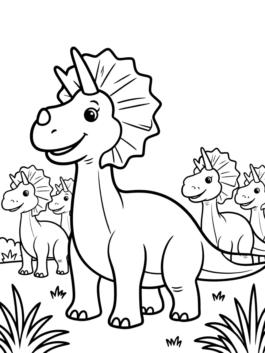 A Brachylophosaurus with its paddle-like crest in a herd