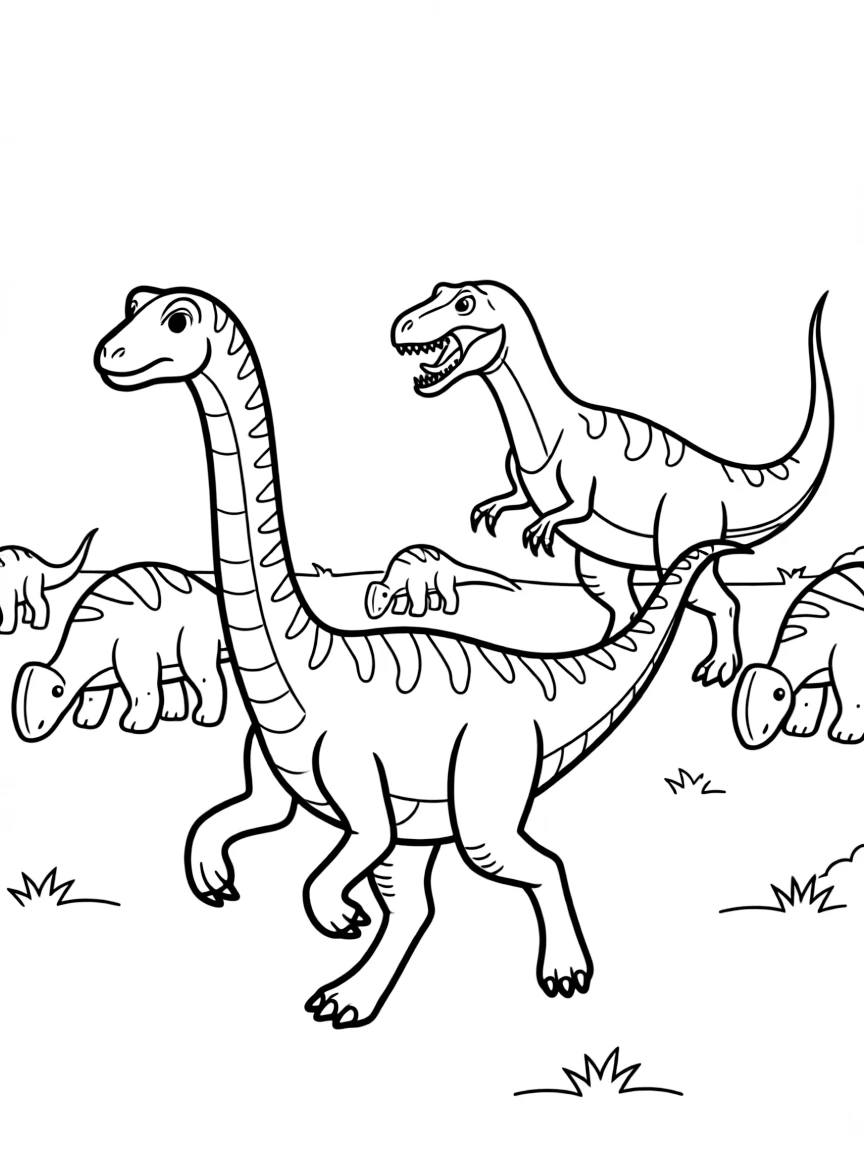 A Dryosaurus running from a predator in a herd