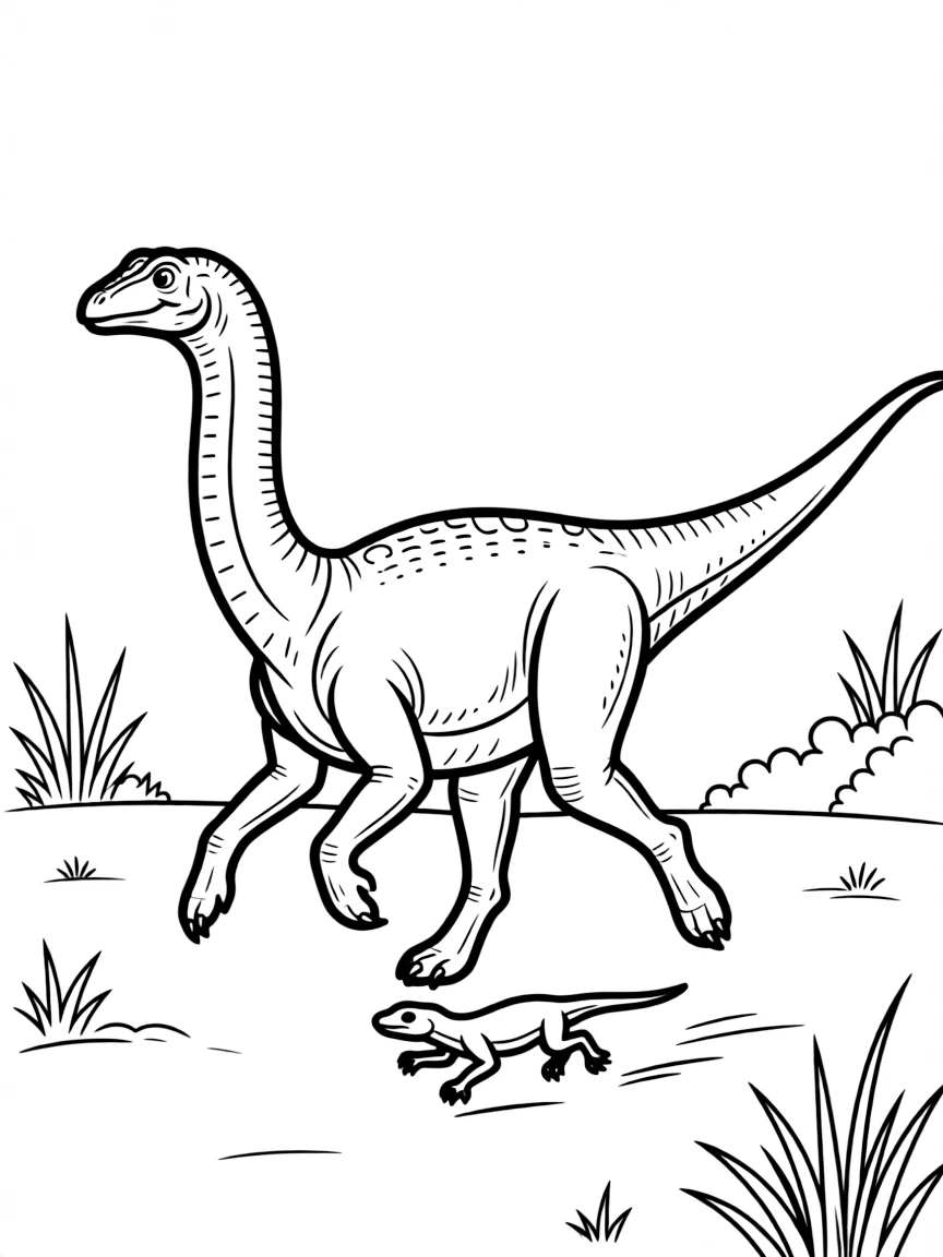 A Elaphrosaurus, a lightweight predator, chasing small prey