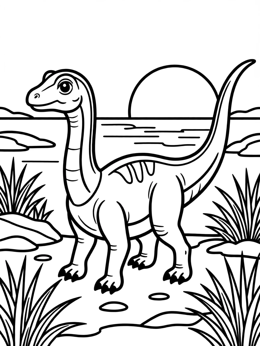 A Leaellynasaura, a polar dinosaur, foraging during the Antarctic summer