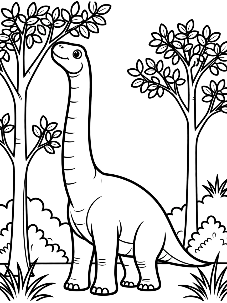 A Sauroposeidon, one of the tallest dinosaurs, browsing on the highest vegetation