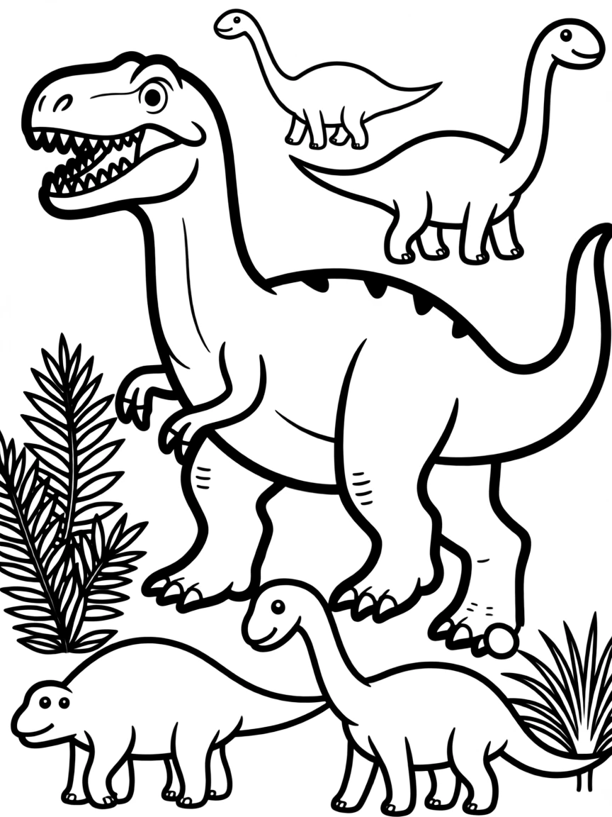 A Tyrannotitan, a giant carnosaur, hunting sauropods