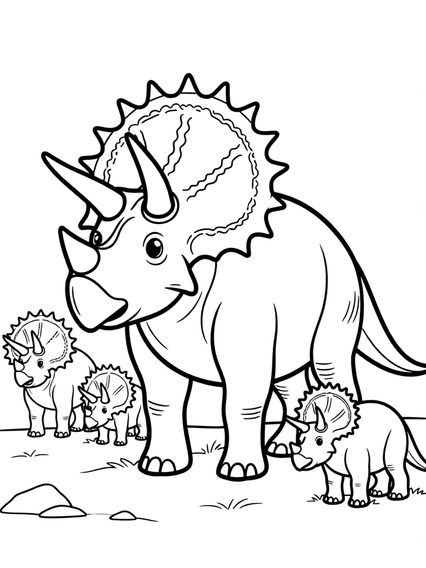 A Vagaceratops with its elaborate frill and horns in a herd