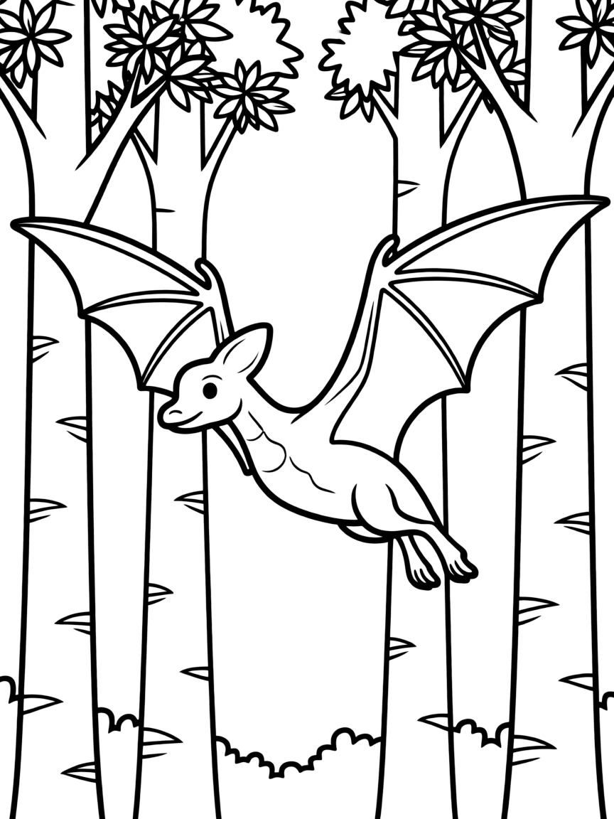 A Yi qi with its bat-like wings gliding between trees
